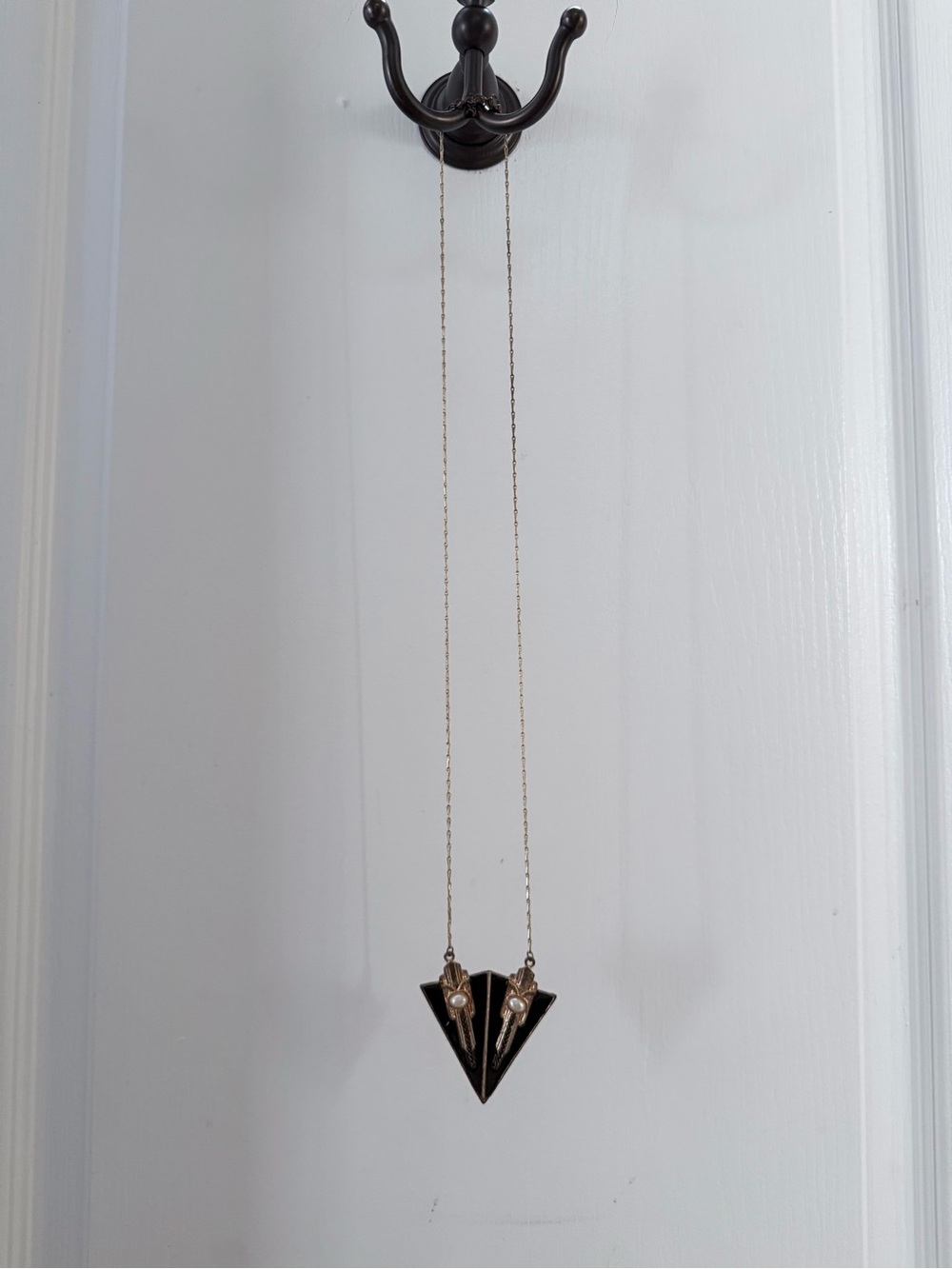 Black and Gold Geometric Triangle Necklace